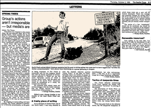 A newspaper clipping shows a man hitchhiking in front of a Hitchhiking Prohibited sign